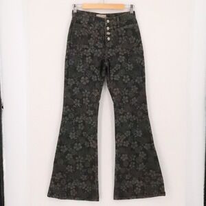 Badee Floral Flare Jeans Korea Womens Size S Black Streetwear Butterfly Y2K 2020
